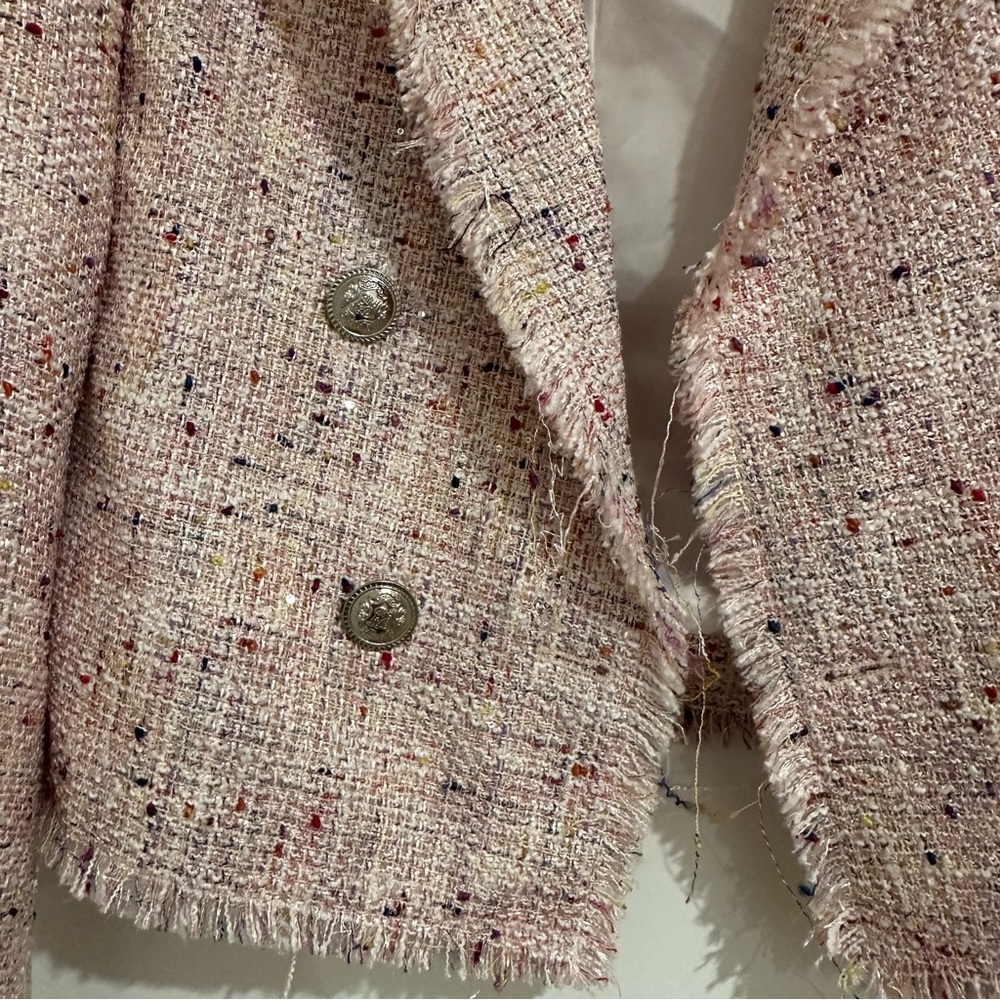 Aqua Tweed Double Breasted Cropped Blazer - Picture 8 of 10